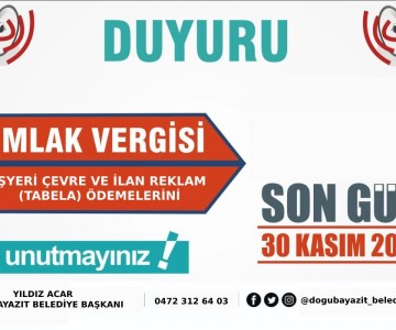 VERGİ BORÇLARINDA SON ÖDEME DUYURUSU
